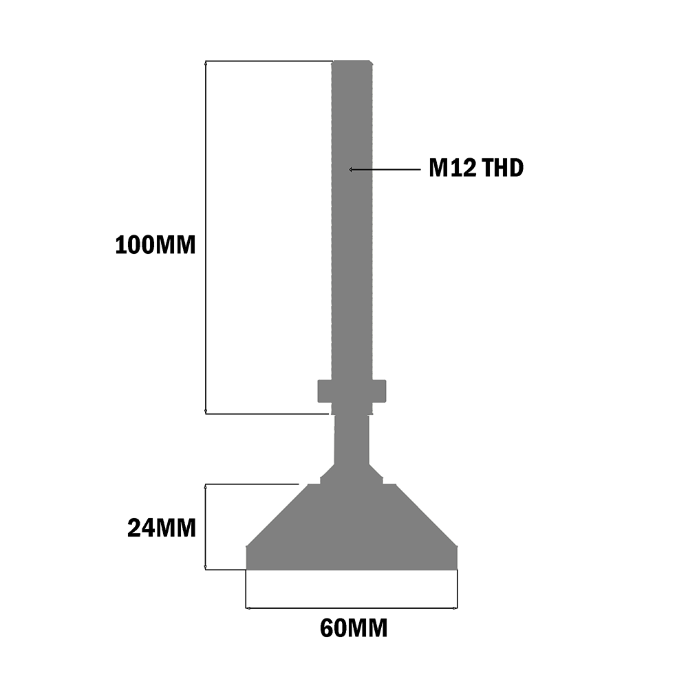 30-M10D60-1 MODULAR SOLUTIONS PLASTIC FOOT<BR>60MM PAD, M10 THREAD W/ JAM NUT